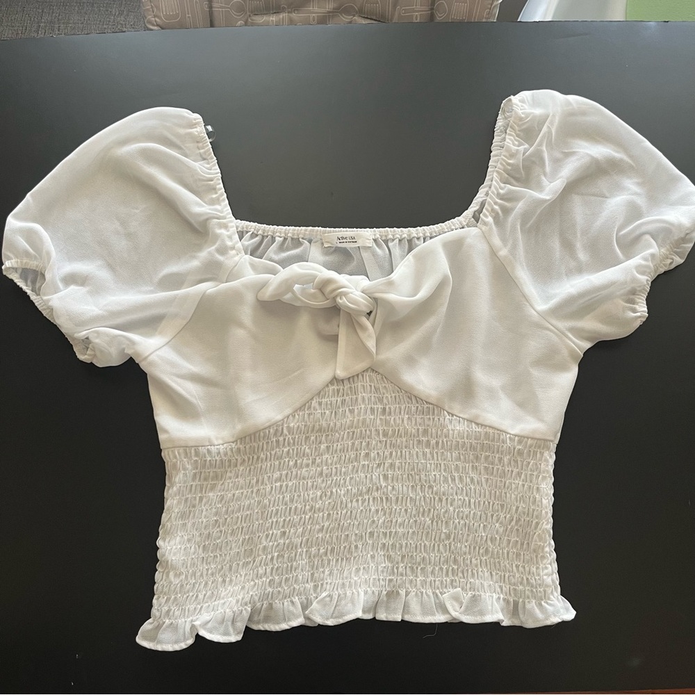 Smocked Waist with Front Tie Top